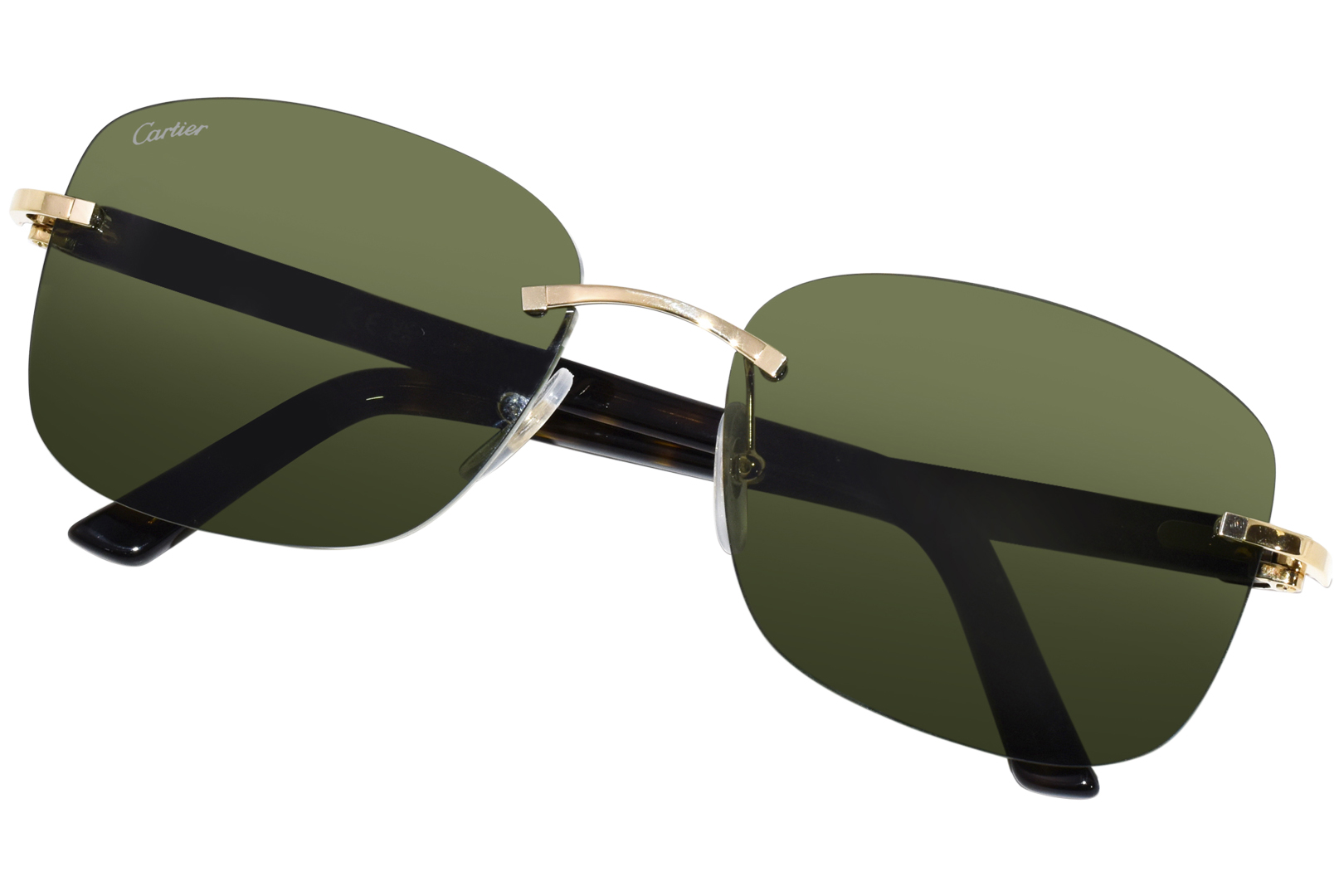 Cartier Core Range CT0227S 002 Sunglasses Gold Havana Green Square Shape 58mm