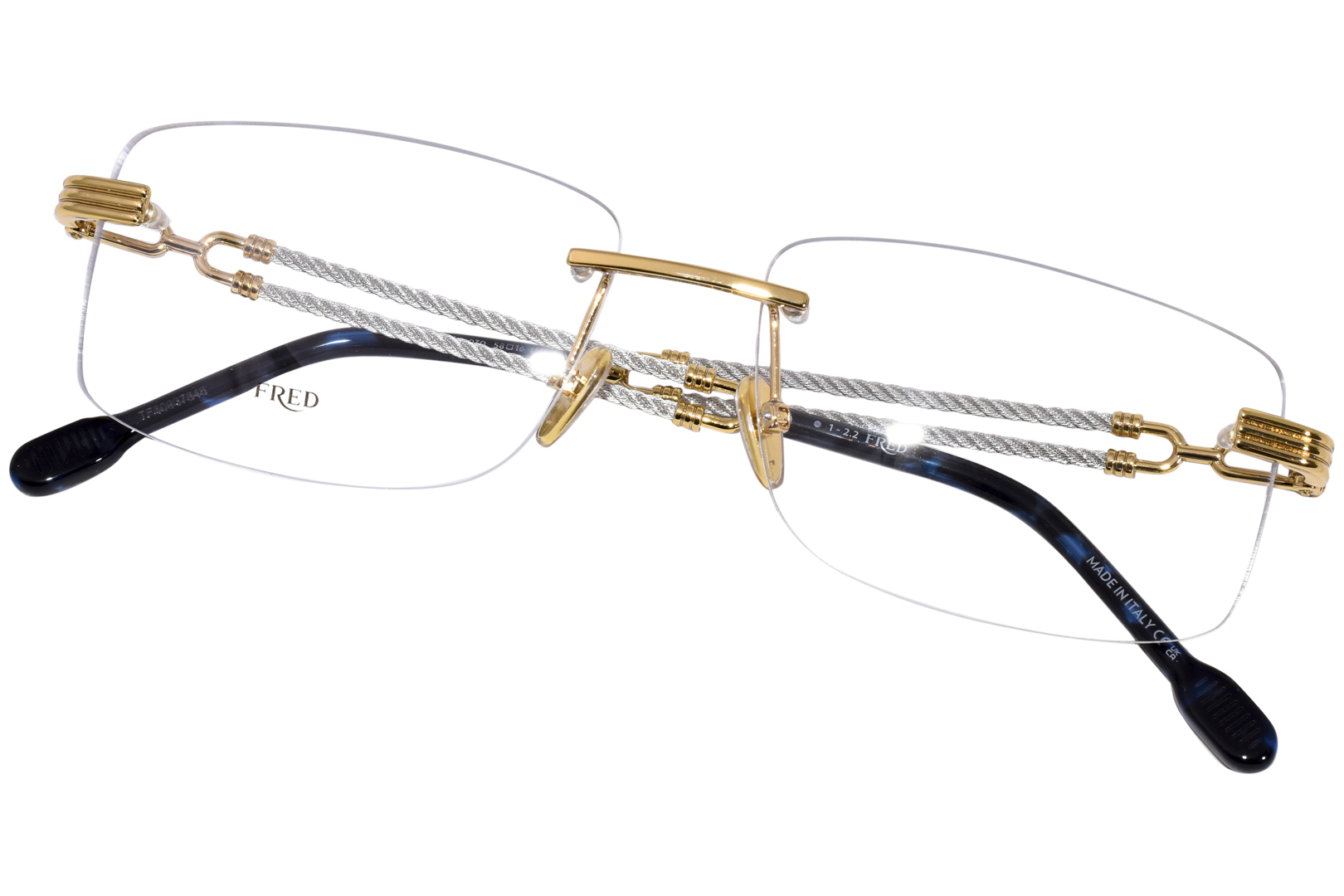 Fred Fg50035u Eyeglasses Men S Rimless Rectangle Shape