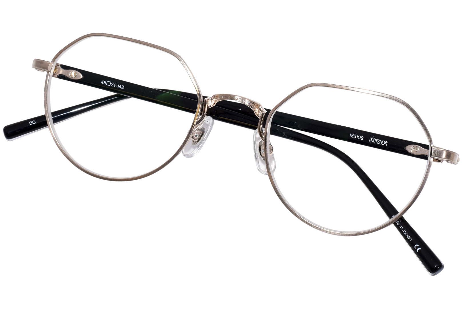 Matsuda M3108 BG Eyeglasses Brushed Gold Full Rim Round Shape 48-21-143