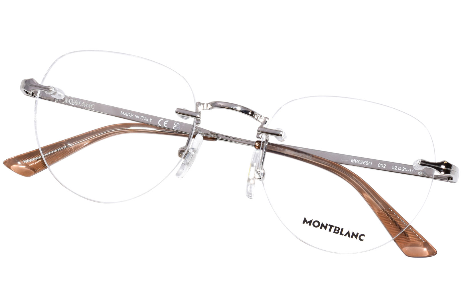 Mont Blanc MB0268O 002 Eyeglasses Men's Silver Rimless Oval Shape 52-20 ...