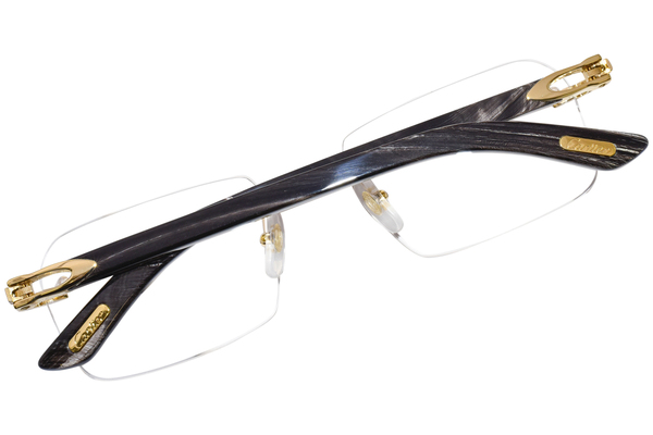 Cartier Exception CT0453O 001 Eyeglasses Gold Genuine Black Horn 56 19 145