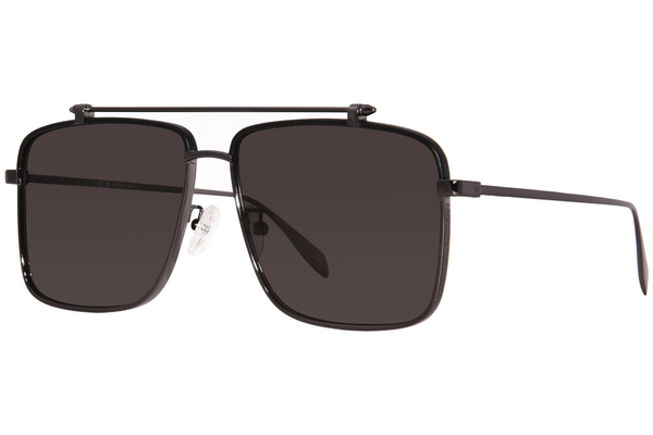 McQueen Angled Rectangular Sunglasses in Black/Smoke | Alexander McQueen SE