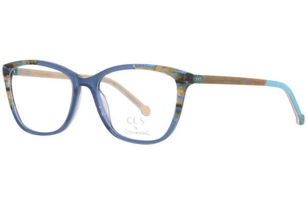 Coco Song CCS195-1 Eyeglasses Women's 24K Gold Inserts/Blue Full