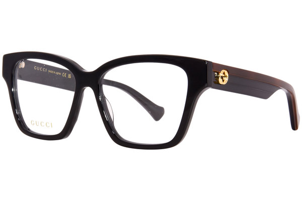 Gucci GG1302O 004 Eyeglasses Women's Black/Havana Full Rim Cat Eye 55 ...