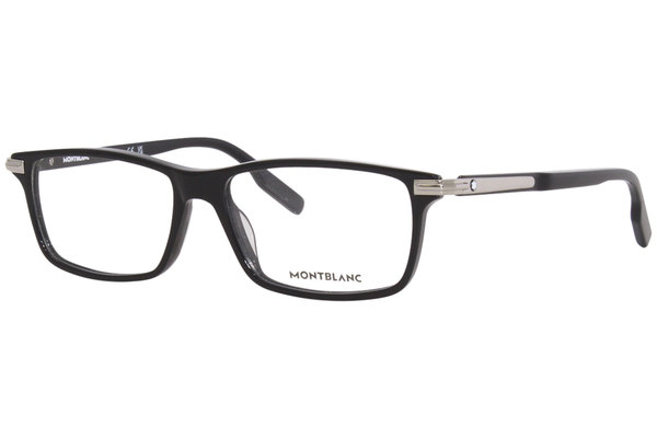 Mont Blanc MB0217O 001 Eyeglasses Men's Black/Silver Full Rim 55-15-145 ...