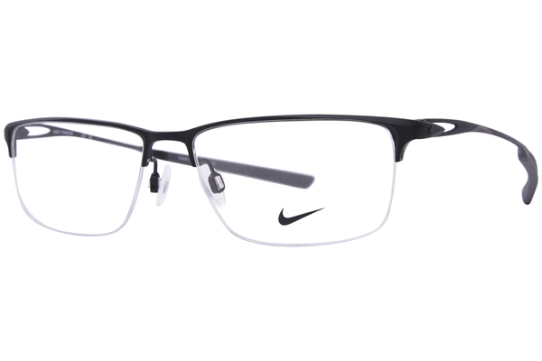 Nike 6064 070 Titanium Eyeglasses Men's Satin Gunmetal/Black Semi Rim ...