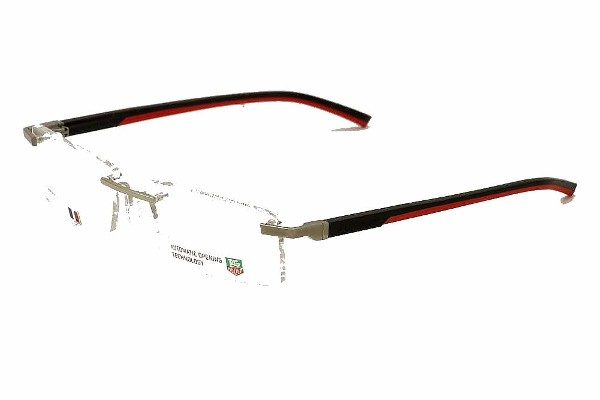 Tag Heuer Eyeglasses 0841 Rimless Optical Frames 002 Black/Red ...