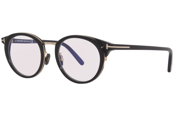 Tom Ford TF5784-D-B 001 Eyeglasses Women's Shiny Black/Blue Block Full Rim  48mm 