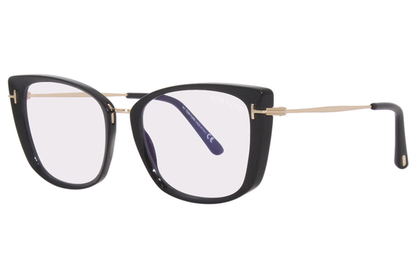 Tom Ford TF5816-B 052 Eyeglasses Women's Shiny Dark Havana/Blue Block 53mm  