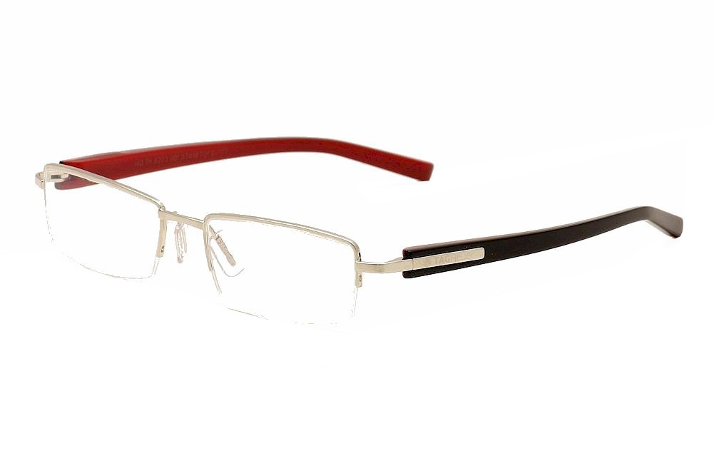 Tag Heuer Eyeglasses TH8203 8203 001 Shiny Black Red Semi Rim Optical Frame 53mm